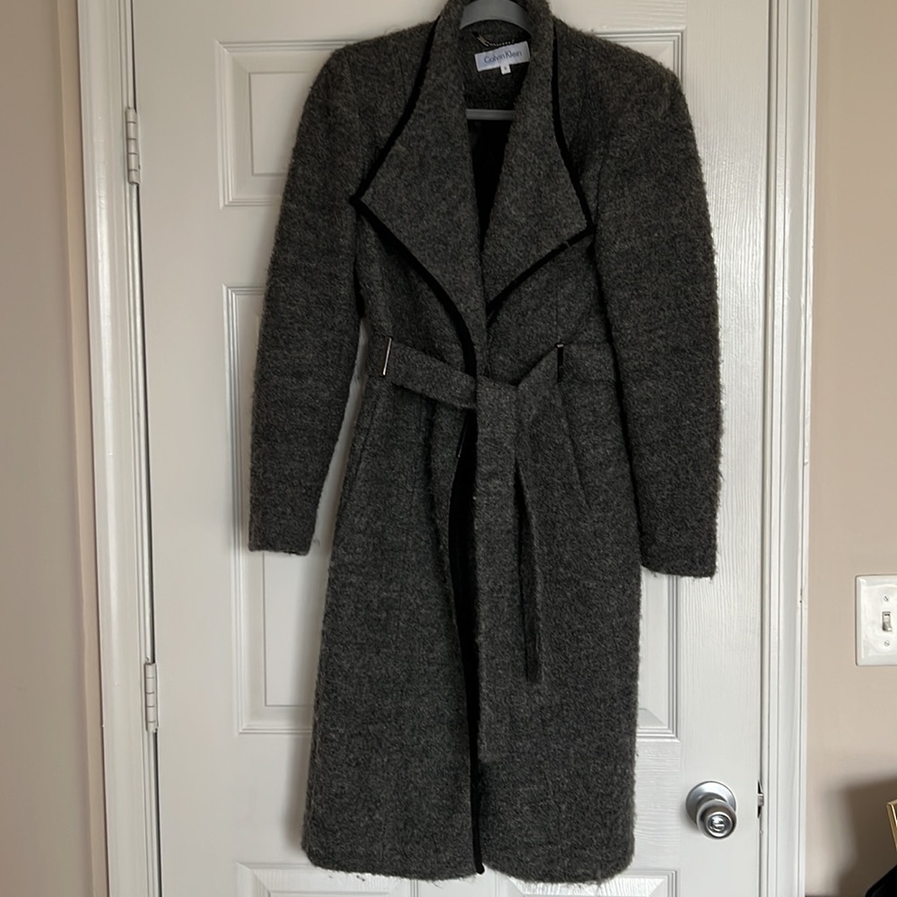 CALVIN KLEIN Gray Wool Coat - US 6